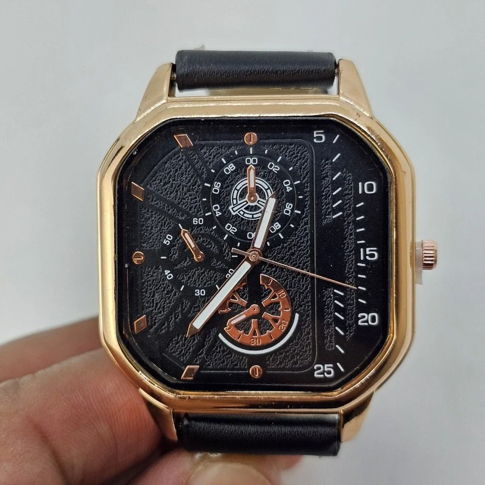 3PC‎ Men's Gift Set Fashion Watch Set Luxury Leather Bracelet and Necklace
